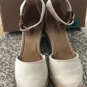 Ladies Sperry Valencia Gold Wedge Ankle Strap